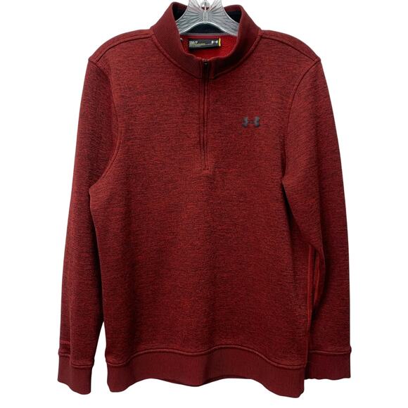 Under Armour Sz Small Red 1/4 Zip STORM Fleece Lined Long Sleeve Sweatshirt - Picture 1 of 6